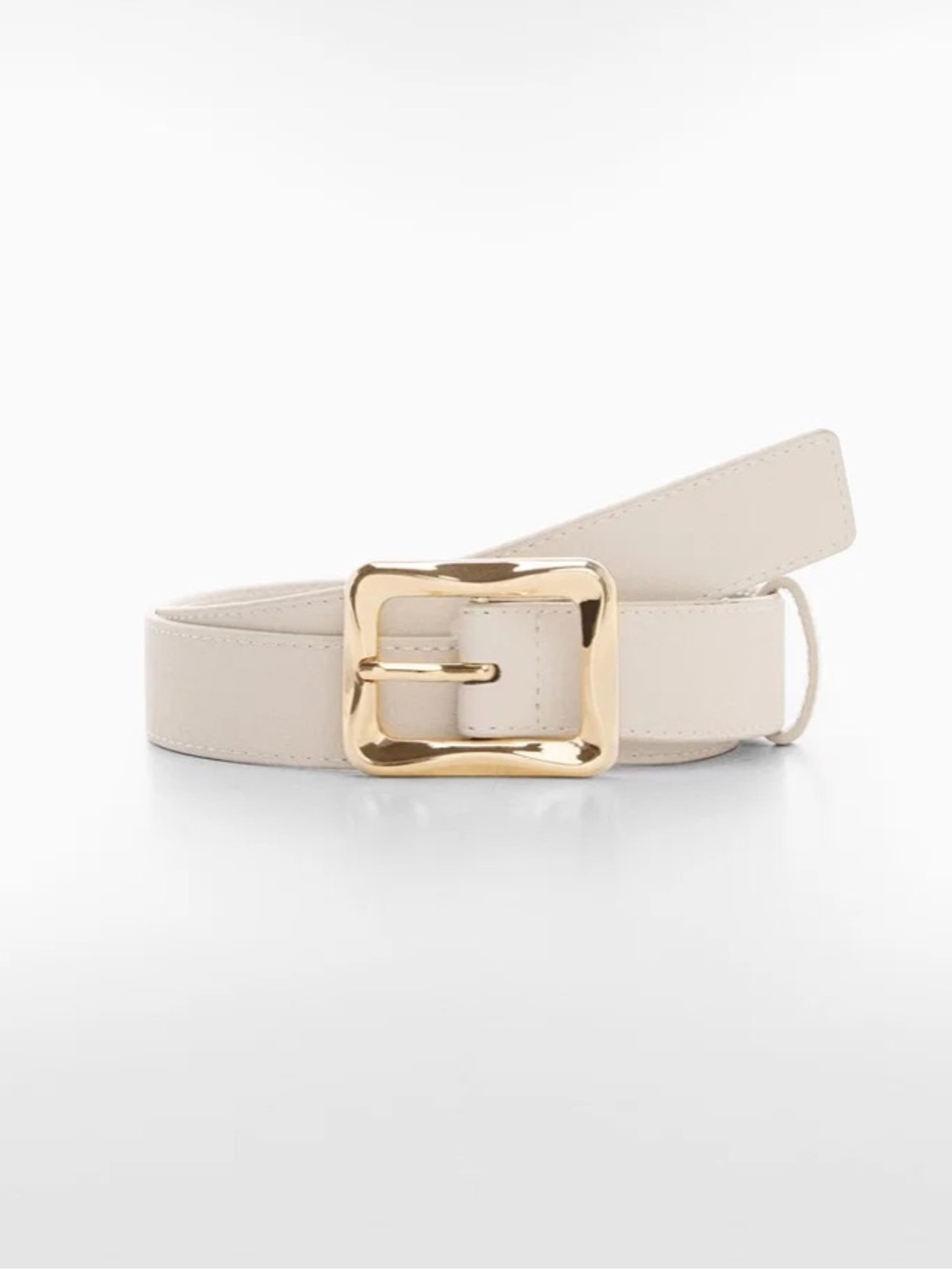 Mango Cream Belt with Gold Irregular Buckle